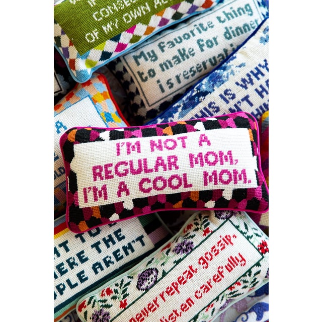 Mid-Century Modern Cool Mom Needlepoint Pillows For Sale - Image 3 of 6