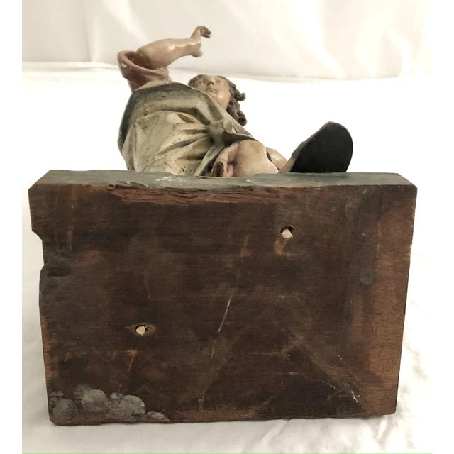 A Late 17th C. Italian or Northern European Carved Wood Sculpture of a Saint For Sale - Image 9 of 9