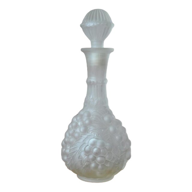 Italian Bottle in Sandblasted Glass from Empoli, 1960s For Sale