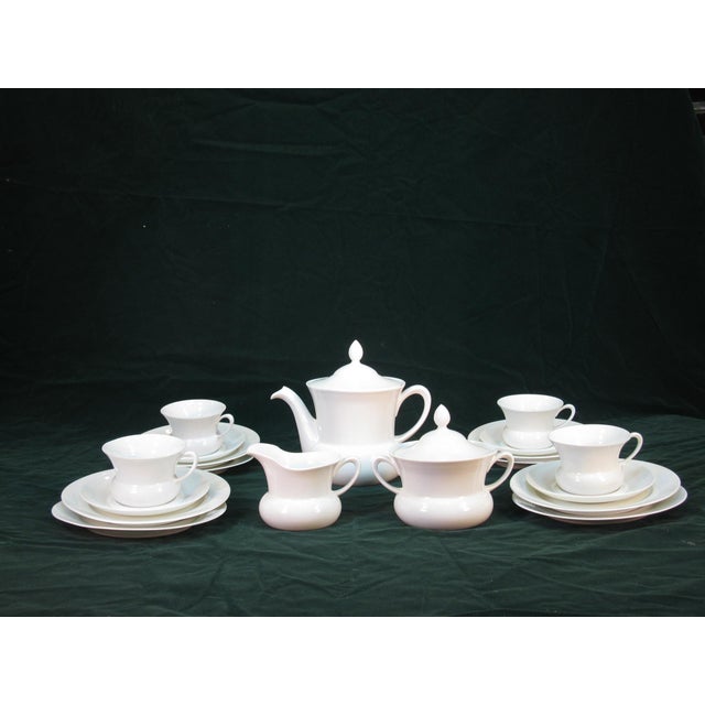 1930s Art Deco Demitasse / Tea, Lunch Set 4 Place Setting, White Porcelain p.a.l.t. Czecho-Slovakia For Sale - Image 18 of 18