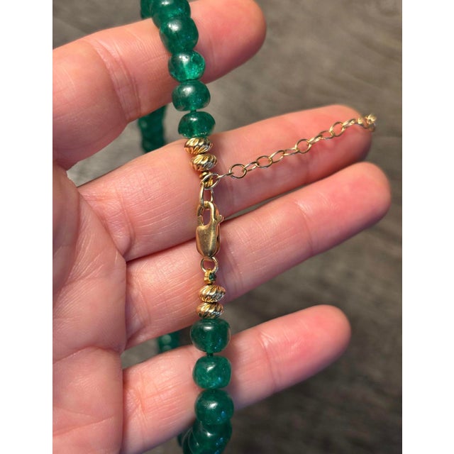 2020s Epic Emerald Rondelle Necklace With 14k Gold For Sale - Image 5 of 10
