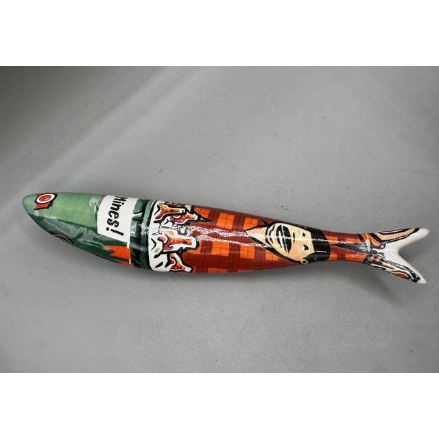 Bordallo Pinheiro Vintage MCM Sardinha Bordallo Pinheiro Ceramic Sardine Figurine For Sale - Image 4 of 4