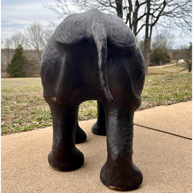 Brown 1950s Leather Clad Rhinoceros Sculptural Foot Stool For Sale - Image 8 of 10