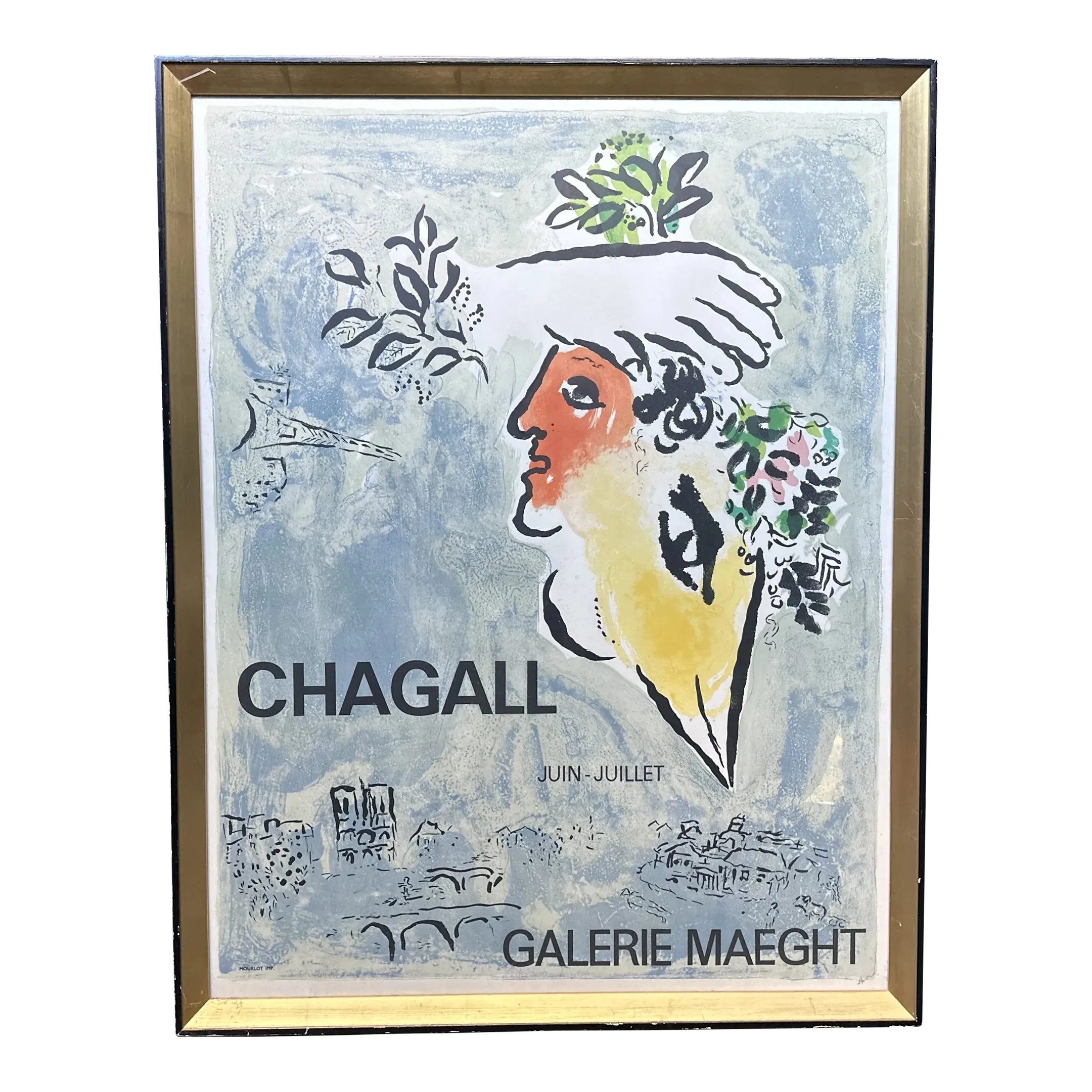 廃版Marc Chagall アートポスター フレーム　複製直筆サインあり 廃版Marc Chagall アートポスター フレーム 複製直筆サインあり