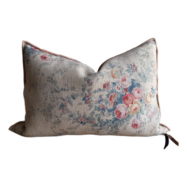 French Linen Lumbar Pillow Case- Pompadour Nude 12 For Sale