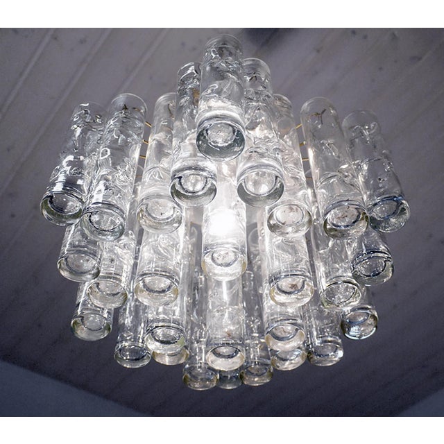 German Lava Flush Mount in Murano Glass Tubes and Brass from Doria Leuchten, 1960 For Sale - Image 6 of 12