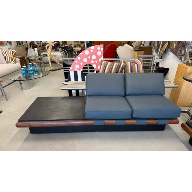 Wood 1960s Adrian Pearsall Sectional Sofa with Slate Ends Reupholstered in Wool Gray Flannel For Sale - Image 7 of 12