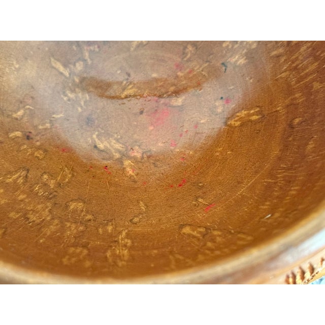 Wood Vintage Carved Burl Wood Bowl With Ring Handles For Sale - Image 7 of 8