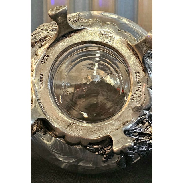 Vintage French Style Étain Pewter & Glass Claret Jug Pitcher With Hinged Lid For Sale - Image 14 of 18