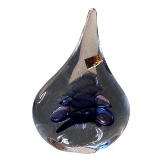 Vintage Signed Marian Pyrcak Tear Drop Shaped Paperweight From Poland For Sale