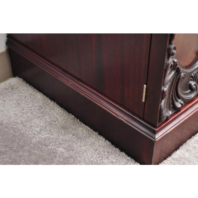 Vintage Chinese Chippendale Mahogany Serpentine Triple Dresser Credenza W Mirror For Sale - Image 9 of 11