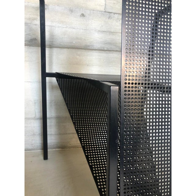 Vintage Sculptural Occasional Chair in Black Steel and Perforated Metal, 1980s For Sale - Image 9 of 12