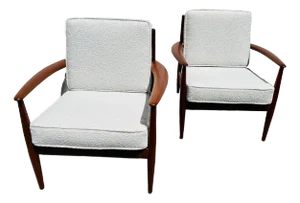 Mid 20th Century Mid Century Modern Danish Teak Lounge Chairs by Grete Jalk for France & Daverkosen - A Pair