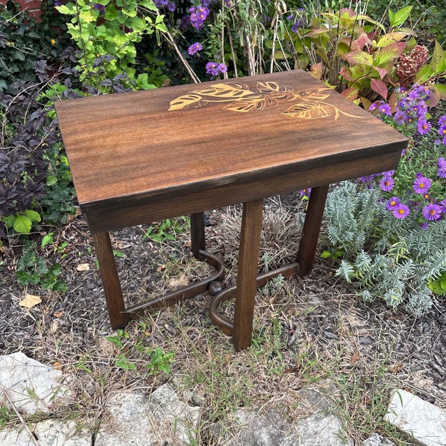 Postmodern Accent Table With Stenciled Leaves For Sale In Chicago - Image 6 of 11