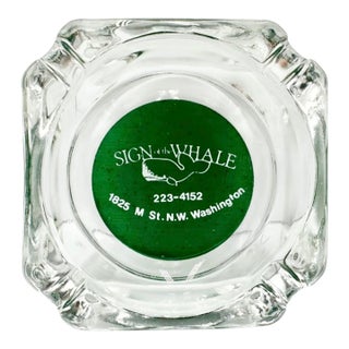 Vintage Sign of the Whale Bar Washington, DC Glass Ashtray For Sale
