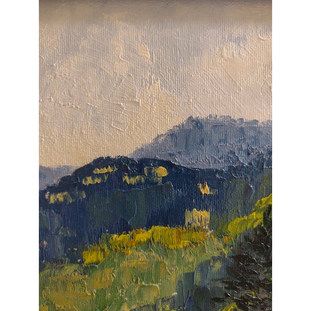 Dark Green Original Oil Painting "Aspens Turning" by Anita Blythe Plein Air Landscape For Sale - Image 8 of 10