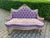 1980 French Louis XVI Gilt Purple Damask Settee 1Pc For Sale - Image 9 of 15