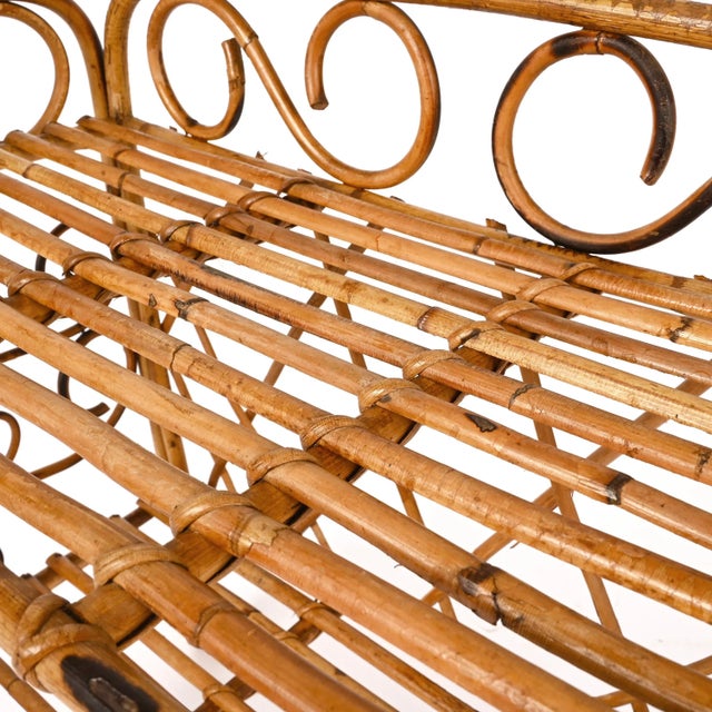 Mid-Century Italian Bamboo Two-Tier Rectangular Coffee or Bedside Table, 1960s For Sale - Image 13 of 16