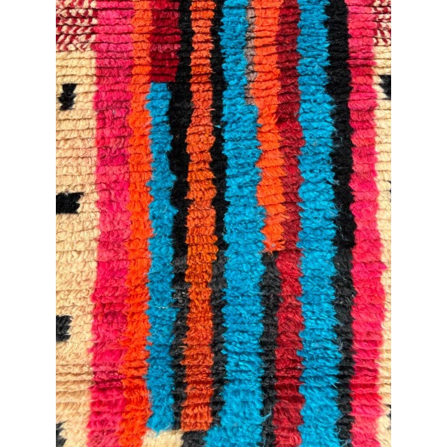 Abstract Modern Red Abstract Moroccan Berber Runner Wool Rug For Sale - Image 3 of 7