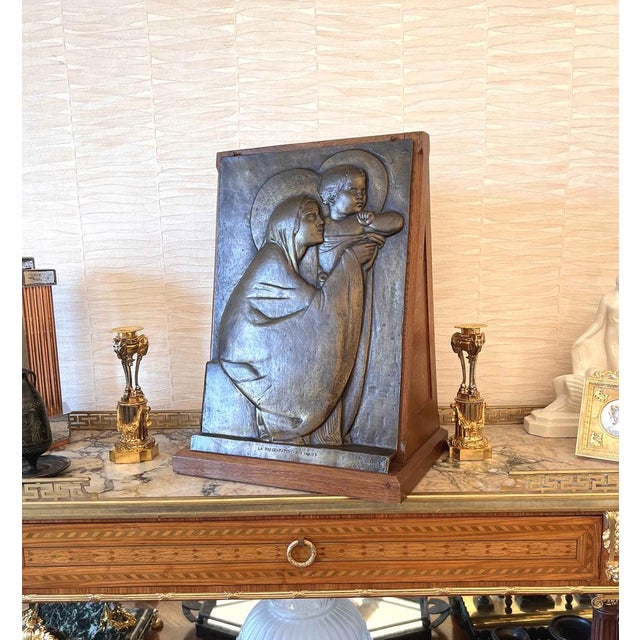 Georges Mathey, Large Bas Relief, 1912, Bronze & Oak For Sale - Image 10 of 15