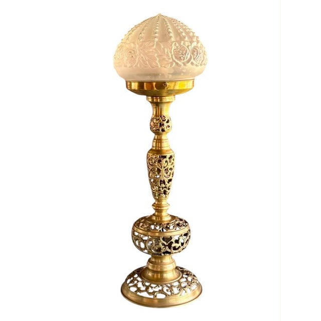 Vintage Art Deco Table Lamp in Brass, 1940 For Sale - Image 6 of 6