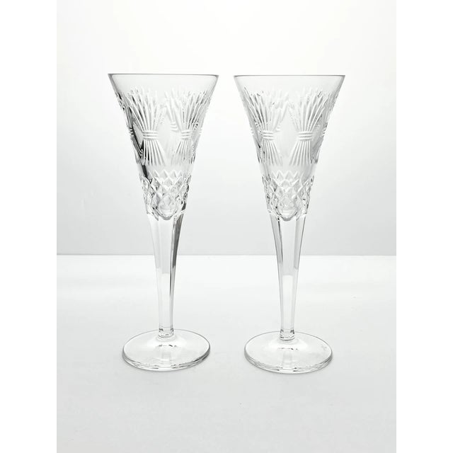 Waterford “Millennium” 2 Crystal Fluted Champagne Glasses 9 1/4” 8oz Prosperity Excellent condition. No chips, cracks,...