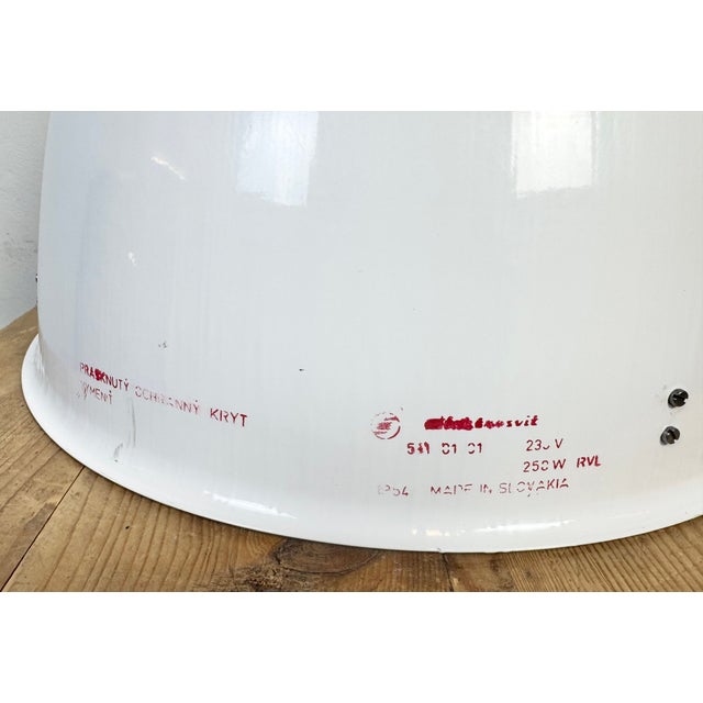 Large Industrial White Enamel Factory Lamp from Elektrosvit, 1990s For Sale - Image 15 of 17