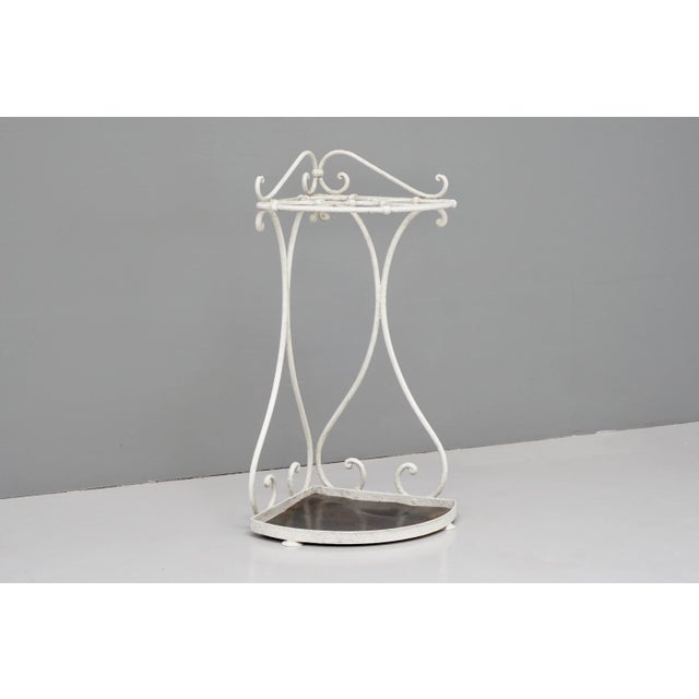 Wrought iron French corner stick stand. Circa 1900