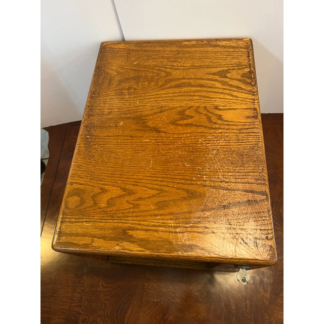1950s Vintage Oak Post Office Locking Employees Cash & Stamp Box by National Cabinet Co. For Sale - Image 6 of 12