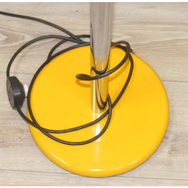 Large Yellow and Chrome Adjustable Gooseneck Floor Lamp, 1970s For Sale - Image 13 of 14