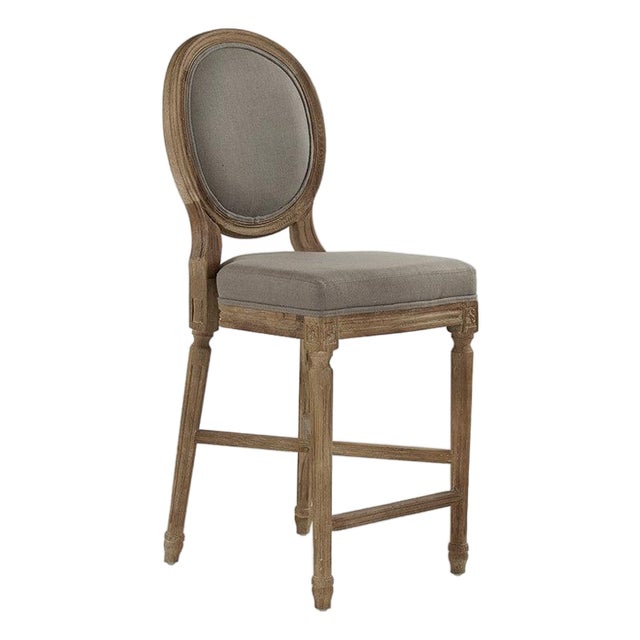 Medallion Louie Counter Stool - Gray Linen / Limed Grey Oak Frame For Sale