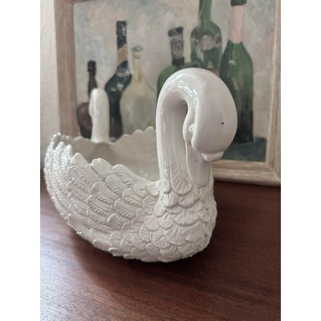 Ceramic 20th Century Italian Ceramic Swan Centerpiece or Planter For Sale - Image 7 of 9