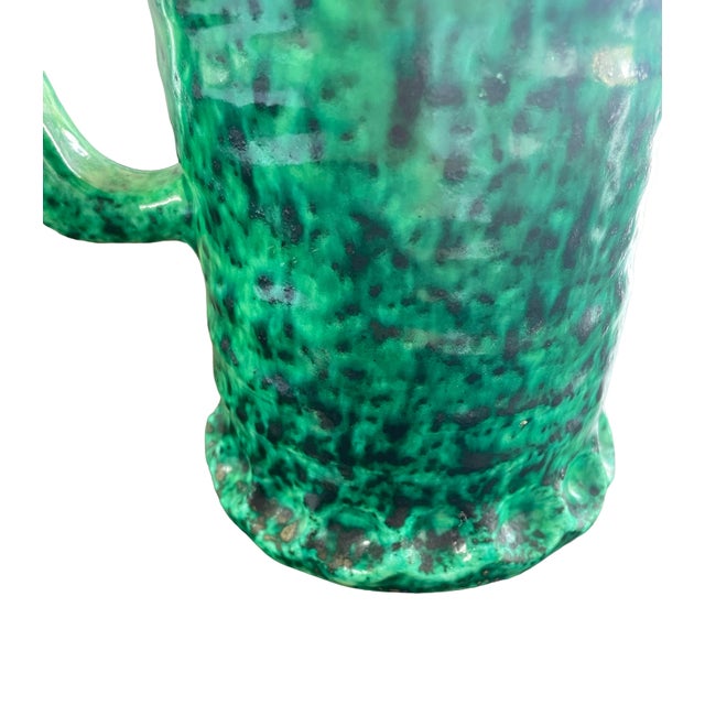 1960s Poterie d'Accolay Emerald Green Ceramic Pitcher Vase For Sale - Image 6 of 9