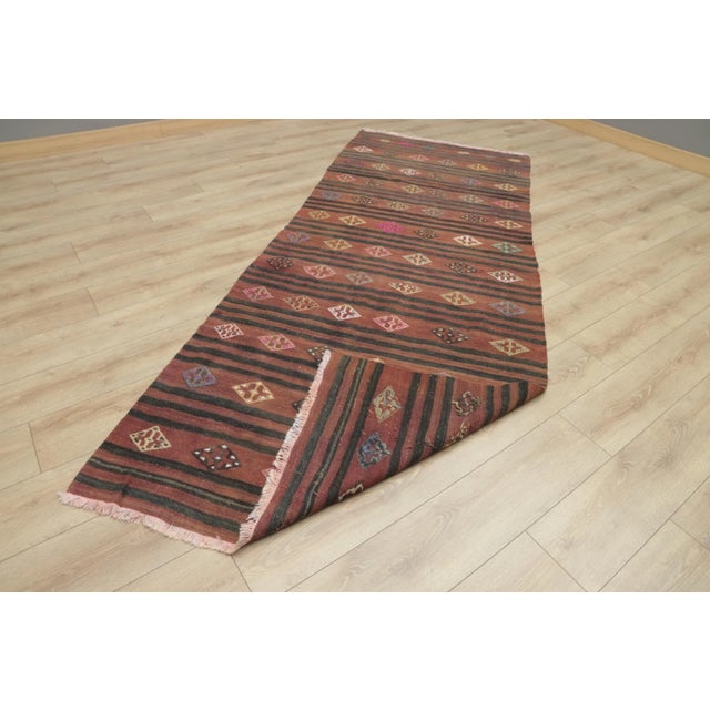 1950s Turkish Red Striped Kilim Rug For Sale - Image 4 of 13