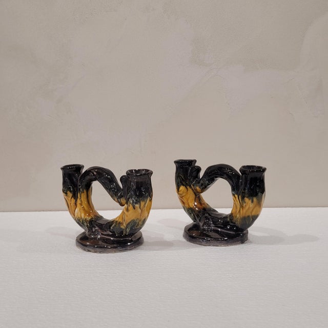 Ceramic Candleholders from Vallauris, France, 1970s, Set of 2 For Sale - Image 3 of 10