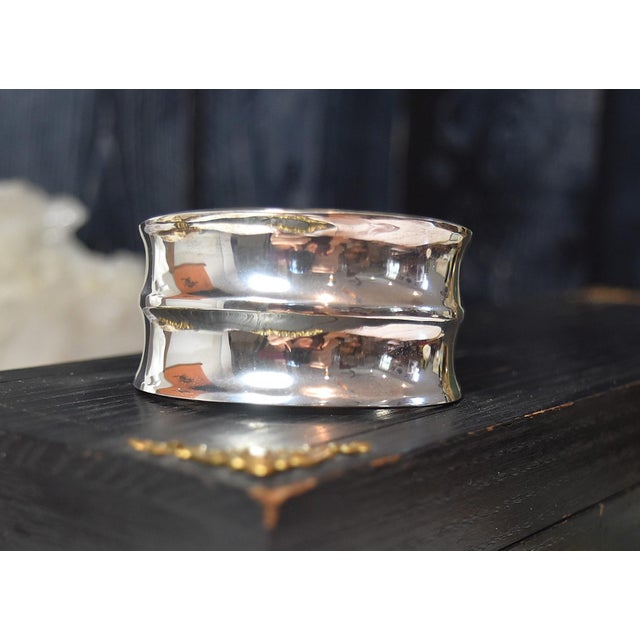Vintage Mod Style Wide Sterling Silver Cuff Bracelet For Sale - Image 11 of 17