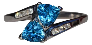 The Camberwell: Toi Et Moi Blue Topaz Ring with Diamonds