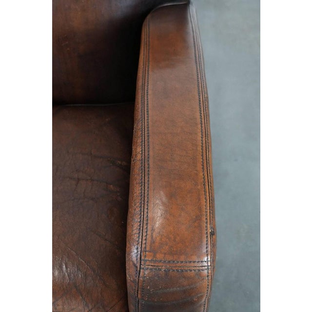 Brown Vintage Brown Sheepskin Armchair For Sale - Image 8 of 17