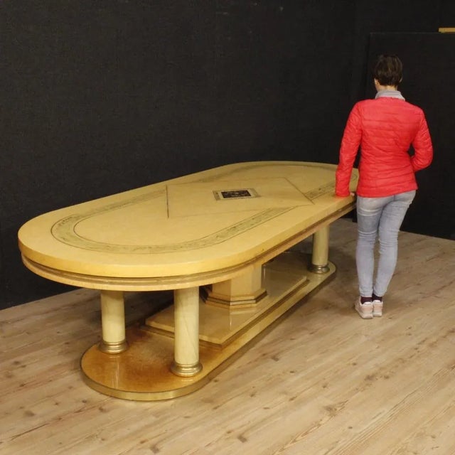 20th Century Italian Conference Table in Exotic Wood, 1970s For Sale - Image 11 of 13