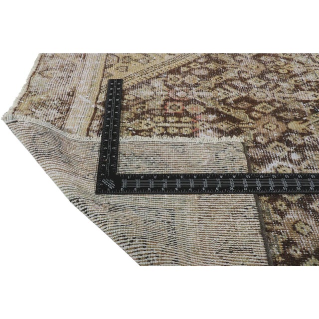 Brown Antique-Worn Persian Mahal Rug - 3'10 X 8'06 For Sale - Image 8 of 11