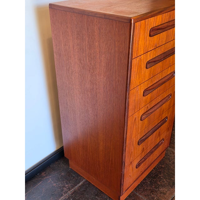 Wood Mid-Century Danish Teak G - Plan Tall Dresser 6 Drawer For Sale - Image 7 of 8