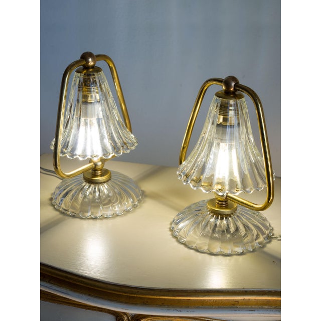 Mid-Century Murano Glass Bedside Lamps from Barovier & Toso, 1950s, Set of 2 For Sale - Image 13 of 13