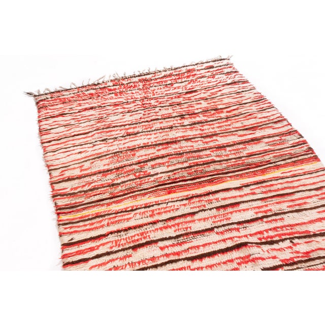 Traditional Vintage Mid-Century Moroccan Berber Transitional Red and Beige Wool Rug For Sale - Image 3 of 5