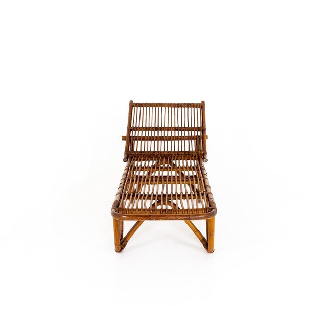 Mid-Century Italian Chaise Lounge in Rattan, 1950s For Sale - Image 6 of 9