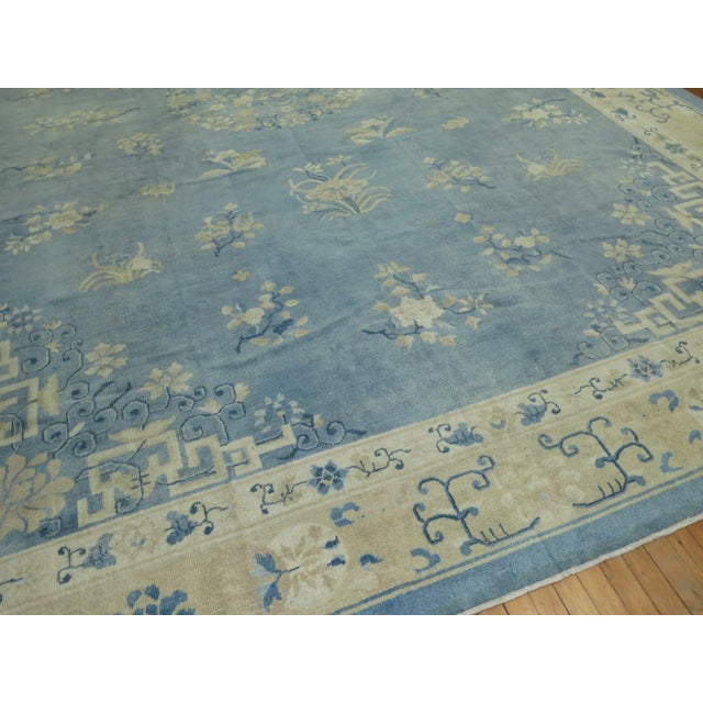Chinese Light Blue Cream Oversize Antique Chinese 10'' - 12' x 17'10" For Sale - Image 3 of 11