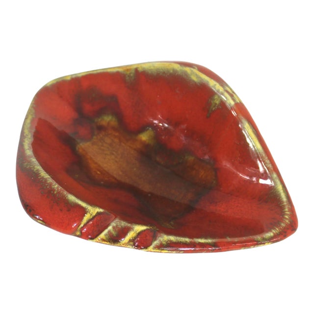 Mid Century Modern Atomic Drip Glaze Ceramic Ashtray Catchall For Sale