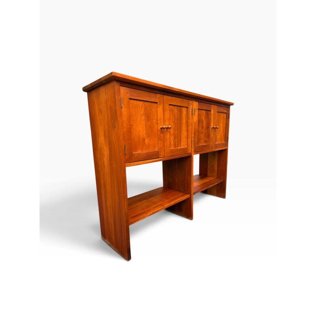 Late 20th Century Solid Cherry Sideboard Console Table | Stickley Style | Four Doors With Open Lower Shelf For Sale - Image 10 of 12