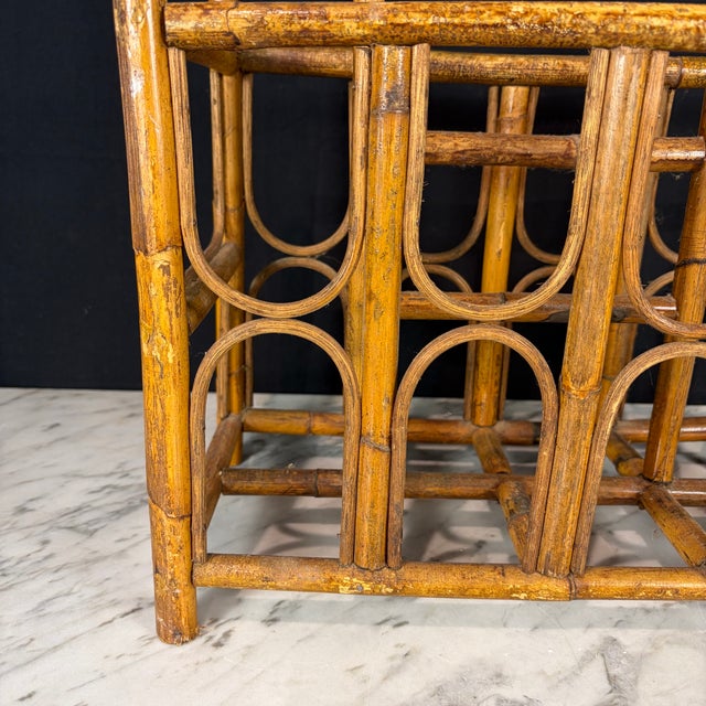 Brown British Style Burnt Bamboo Magazine Rack For Sale - Image 8 of 8