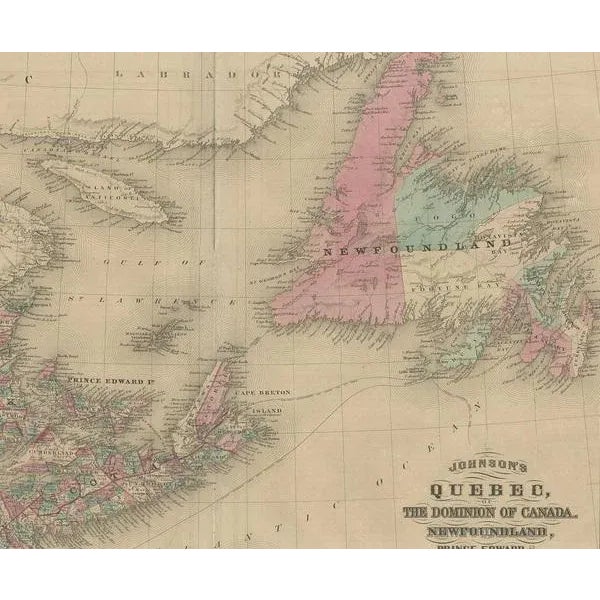 Antique Map of New Brunswick by Johnson, 1872 For Sale - Image 4 of 6