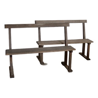 Antique Wooden Church Pews, 1890s, Set of 2 For Sale